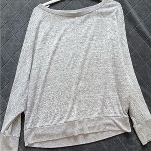 Grey Off-Shoulder Knit Bat-Wing Long Sleeve